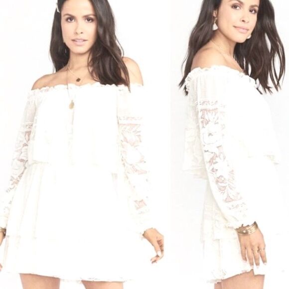 Show Me Your MuMu Dress Roses Cream Lace “Bess” Mini   Excellent!  Nwot  XS - Picture 1 of 8